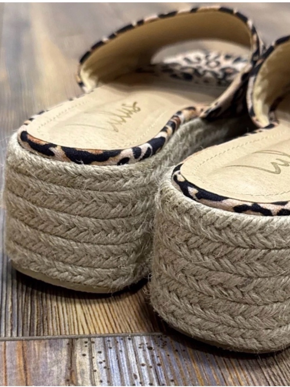 Lulus Leopard Platform Sandals Espadrille Slides Size 8 (Fits 7.5 Runs Small) - Picture 9 of 11